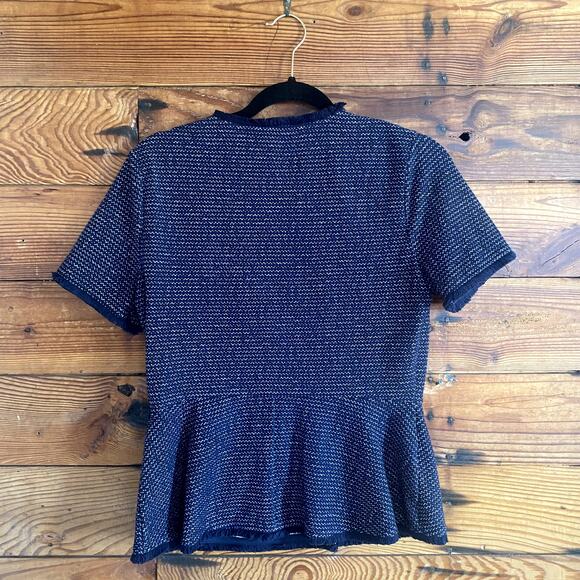 BCBG Maxazria navy tweed peplum panel top - Picture 5 of 5